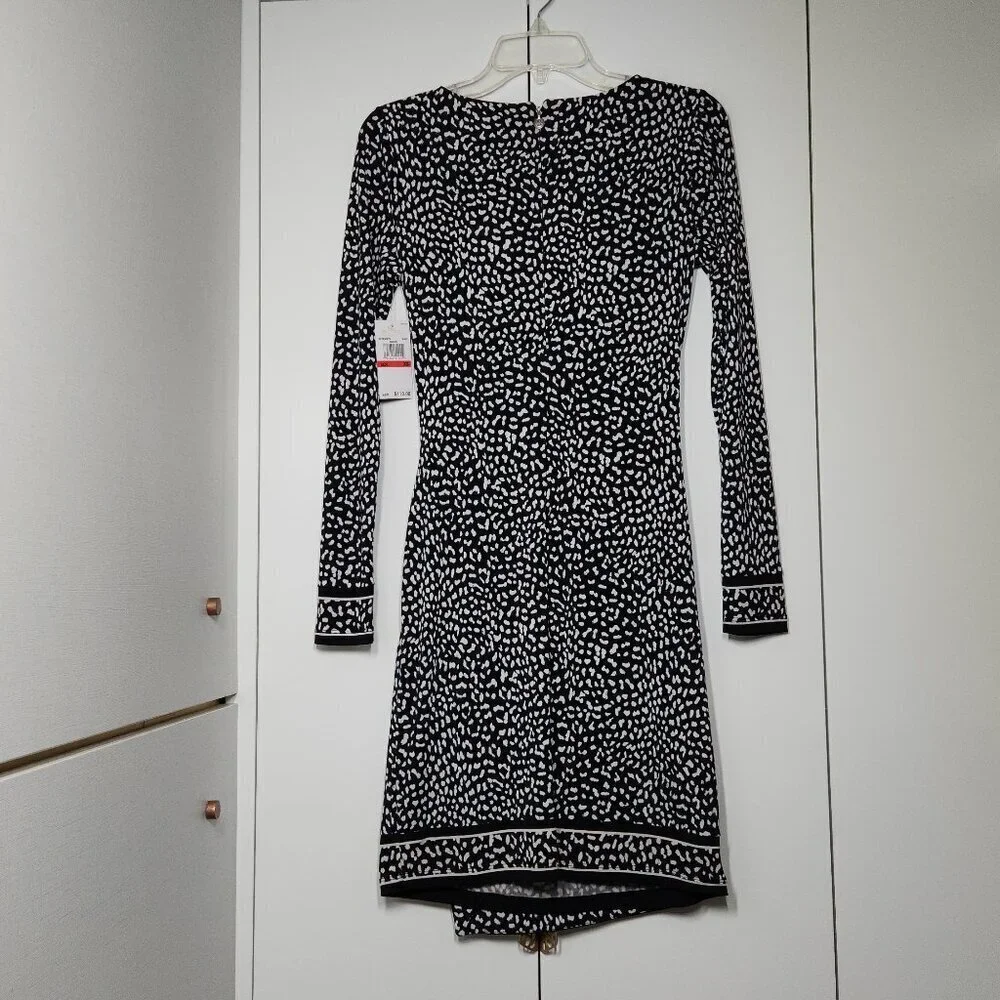 Michael Kors Ped Wrap Dress Women's Size XS Black & White